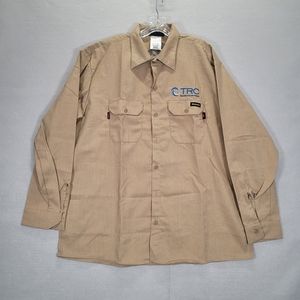 Workrite FR Shirt Mens XL (50) Khaki Tan Long Sleeve Work Flame Resistant TRC
